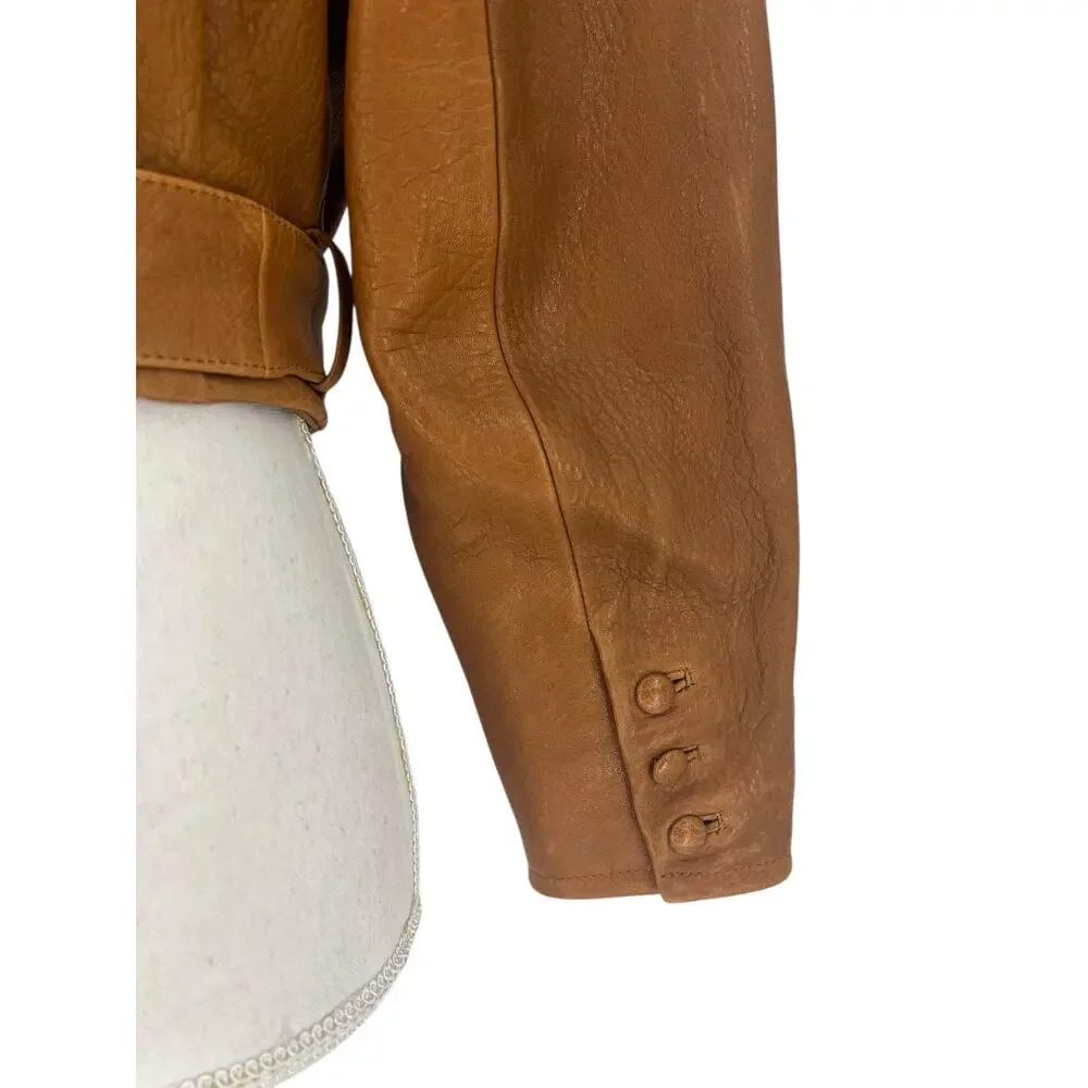 FRAME Cropped Pebbled Leather Belted Jacket‎